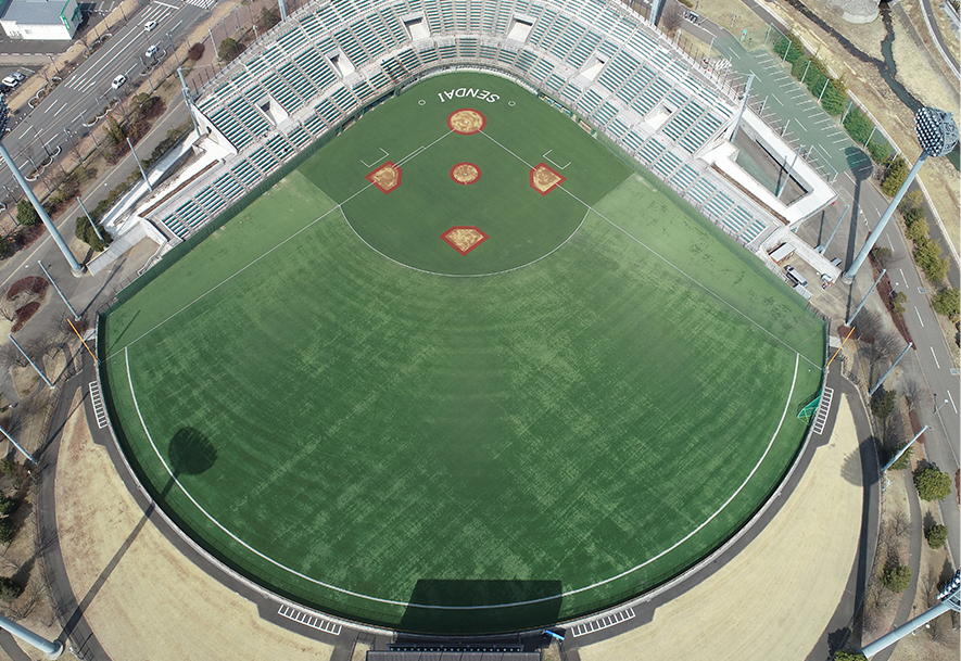 仙台市民球場内野人工芝張替他回収工事