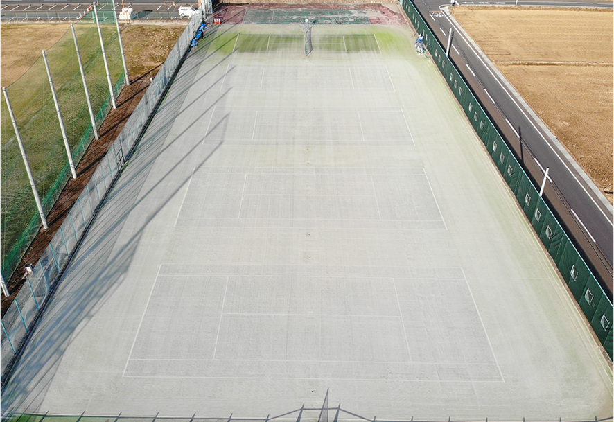 仙台市 ( 今泉・宮城広瀬 ) 庭球場砂入り人工芝張替工事